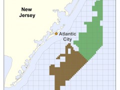 A map showing the position of offshore wind lease areas in New Jersey. (Dept. of the Interior)
