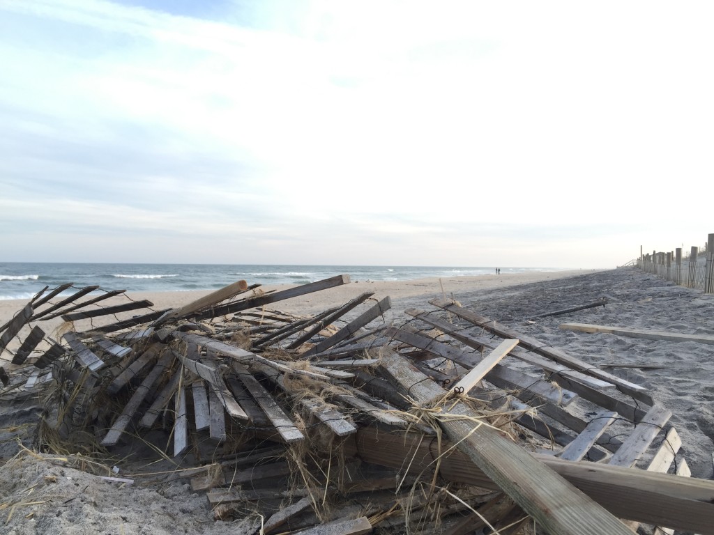 Debris and erosion at the site of the former Funtown Pier in Seaside Park and Seaside Heights. (Photo: Daniel Nee)