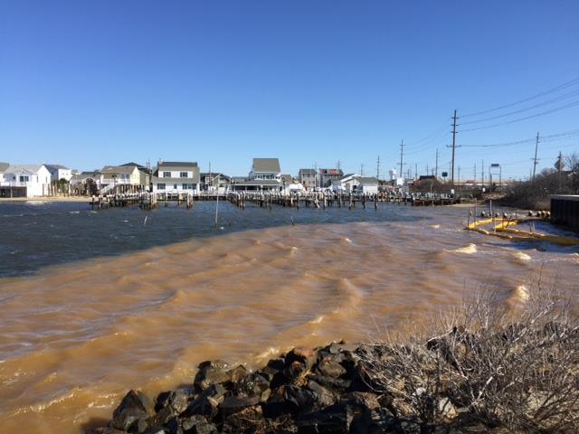 A silt plume in Seaside Park March 29, 2016. (Photo: Save Barnegat Bay)