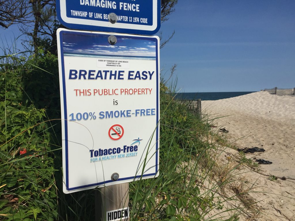 No smoking sign at a local beach.