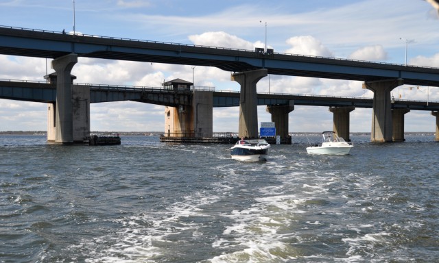 The Thomas A. Mathis and J. Stanley Tunney bridges, carrying Route 37 over Barnegat Bay. (File Photo)