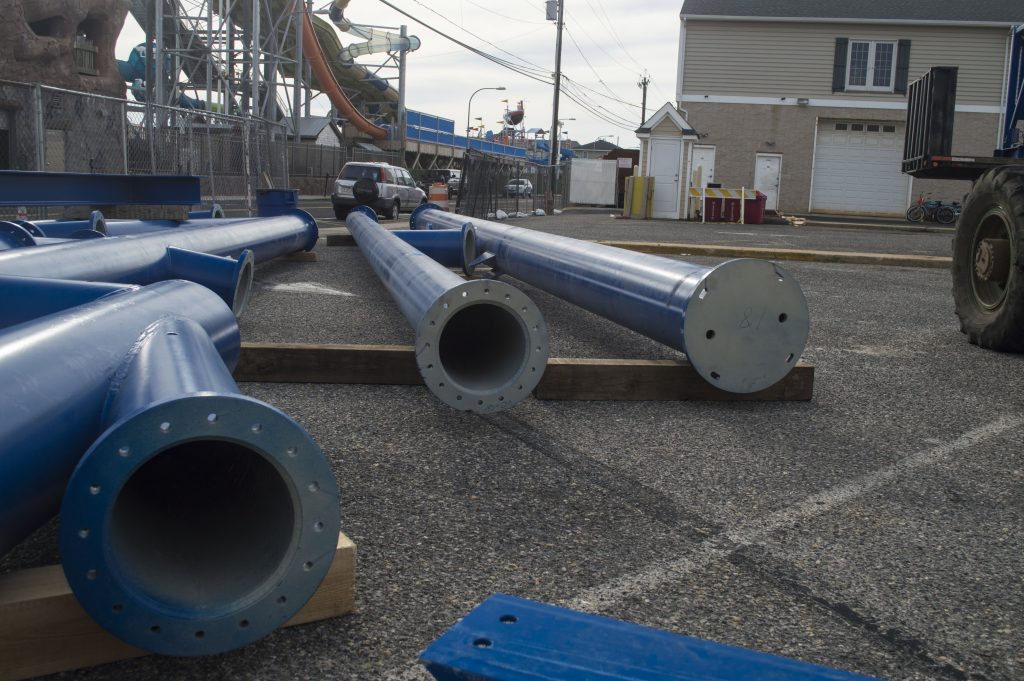 Equipment lined up for an expansion and new rides at Casino Pier in Seaside Heights. (Photo: Daniel Nee)