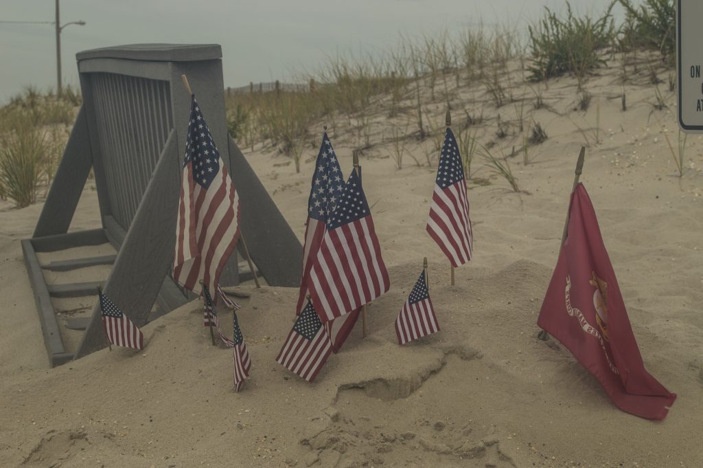 American flags fly at D Street in Seaside Park, where a terrorist bombing occurred. (Photo: Daniel Nee)