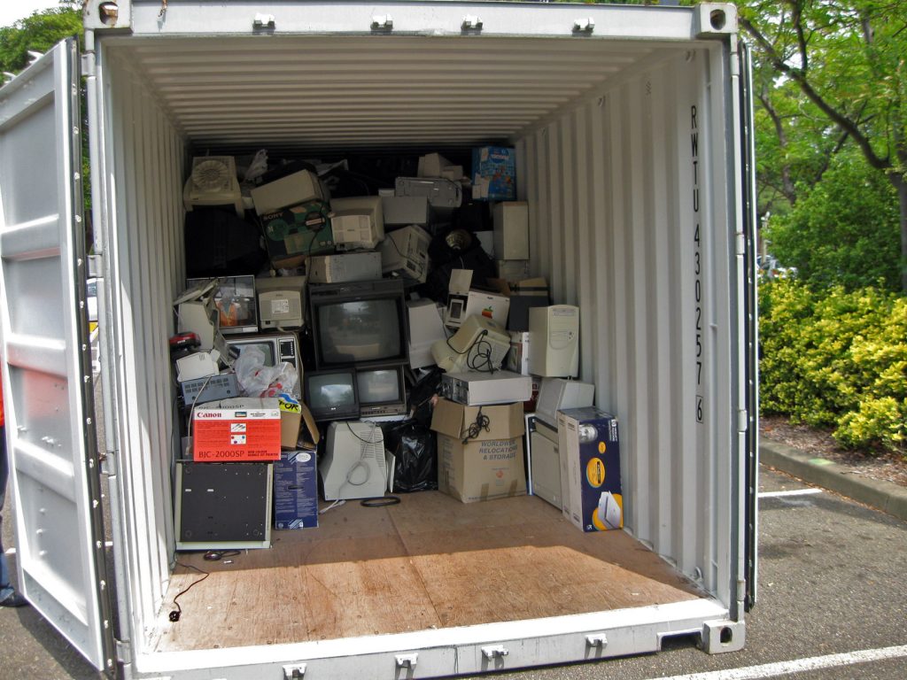 E-waste in a disposal carrier. (Photo: Mosman Council/ Flickr)