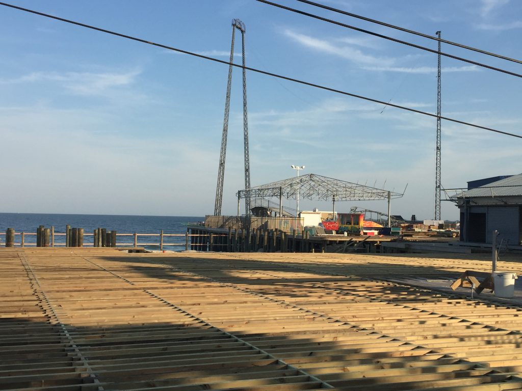 Construction on the Casino Pier expansion during the first week of November 2016. (Photo: Daniel Nee)