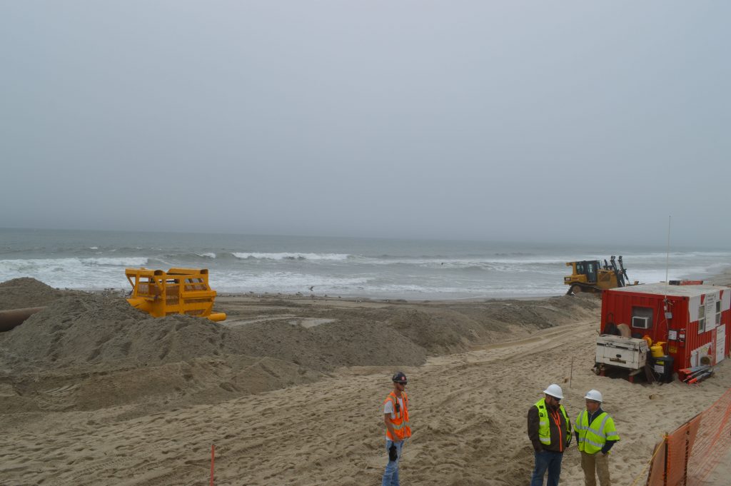 Progress on the third day of a beach replenishment project in Ortley Beach, N.J., May 31, 2017. (Photo: Daniel Nee)