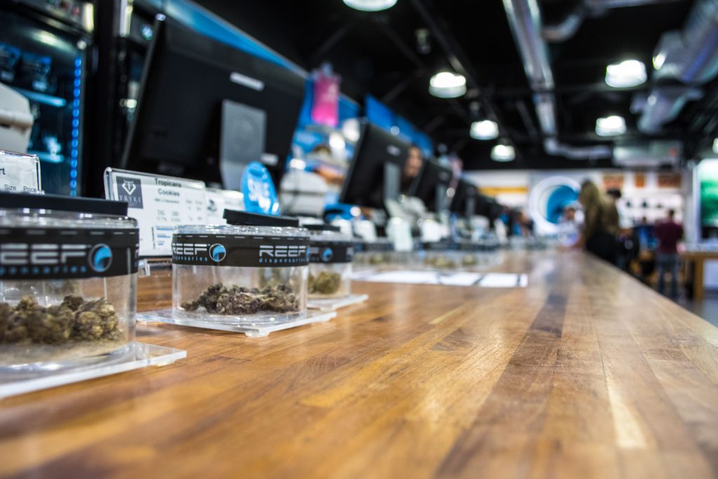 The retail portion of Reef Dispensaries in Las Vegas, NV, photographed during a tour of the facility. (Photo: Daniel Nee/Shorebeat)