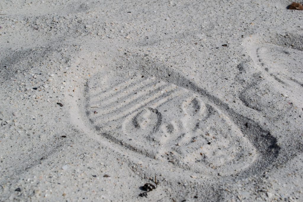 The Shore Shoe, and its imprints, on the beach. (Photo: Daniel Nee)