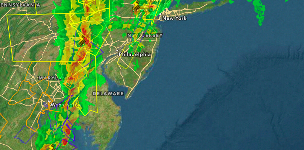 Weather radar as of 7:40 p.m. Monday.