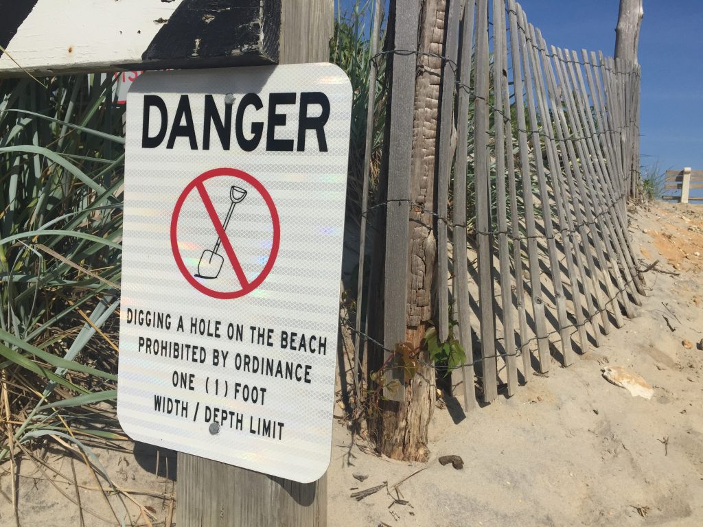 Digging a hole is banned at this Ocean County beach. (Photo: Daniel Nee)