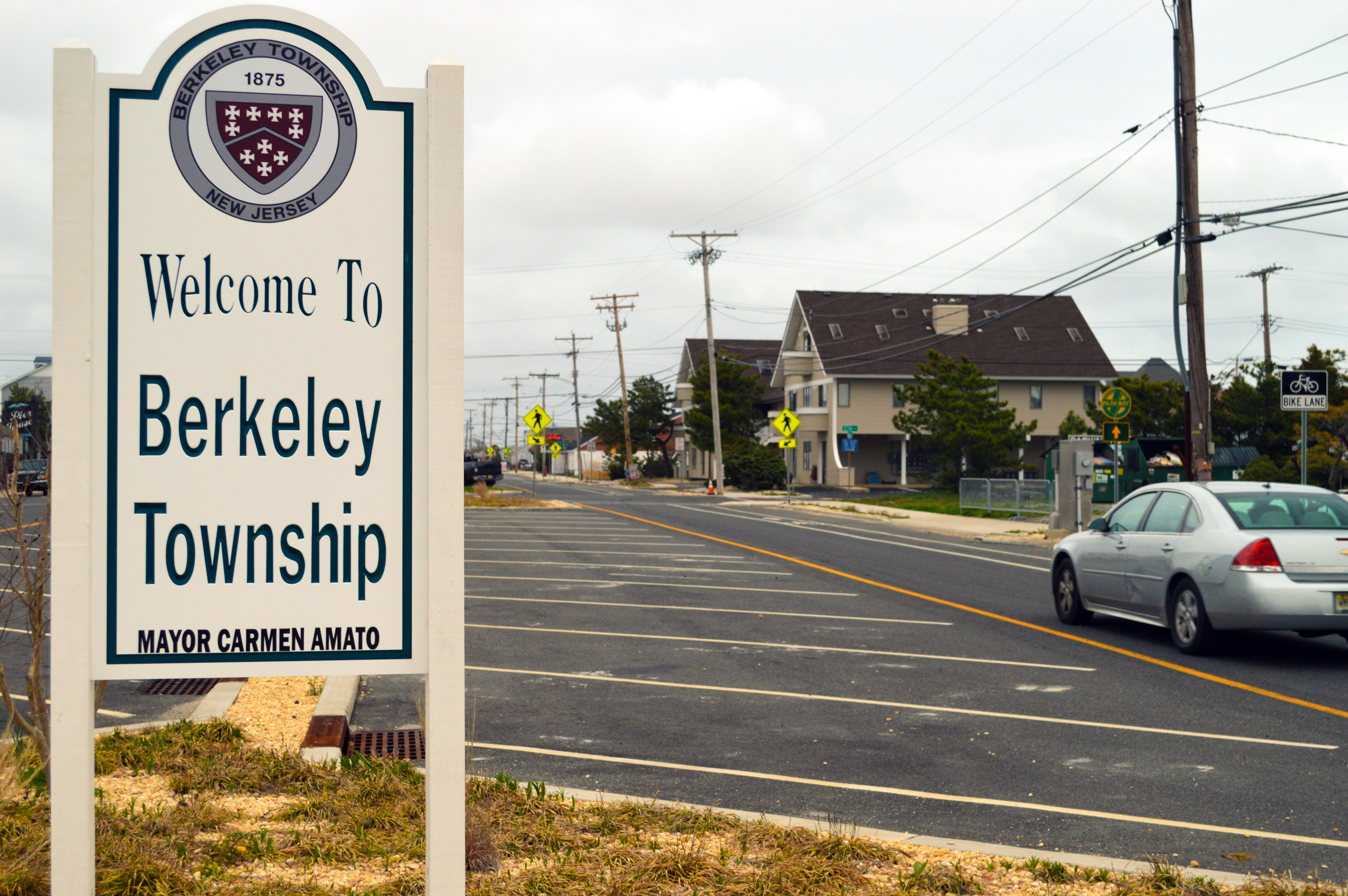 A 'Welcome to Berkeley Township' sign in South Seaside Park. (Photo: Daniel Nee)