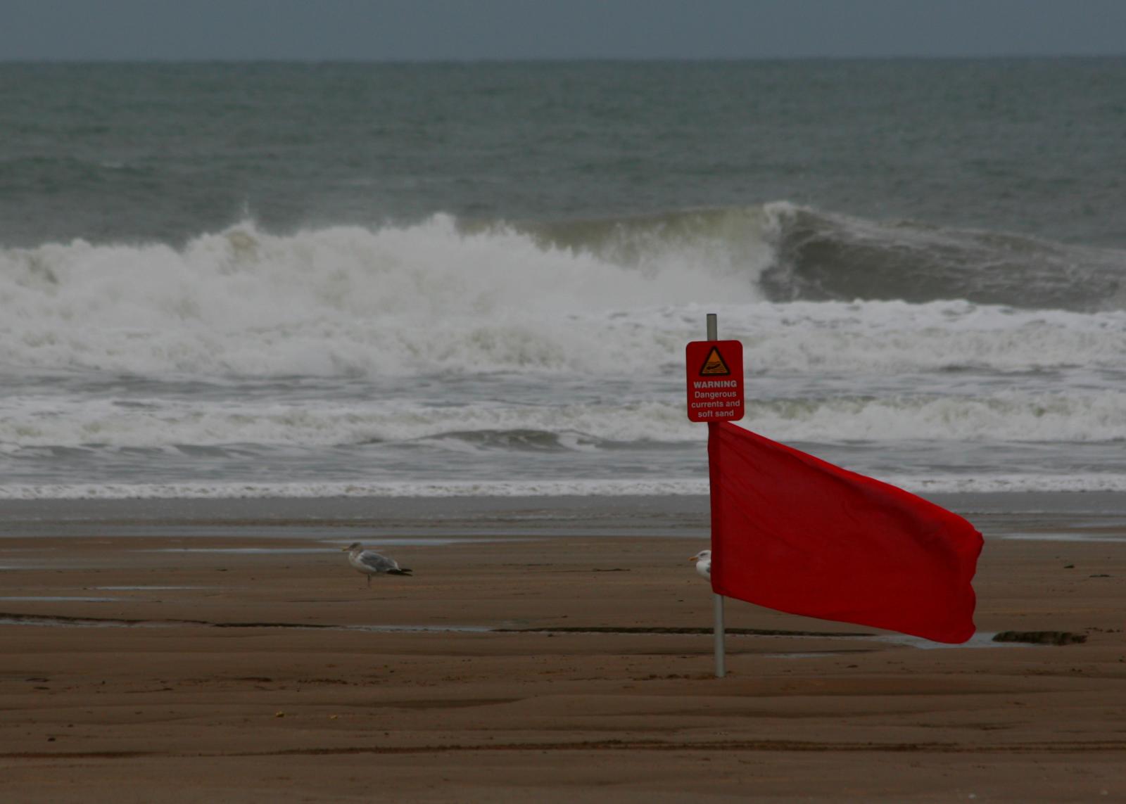 A red, no swimming, flag at a local beach. (File Photo)