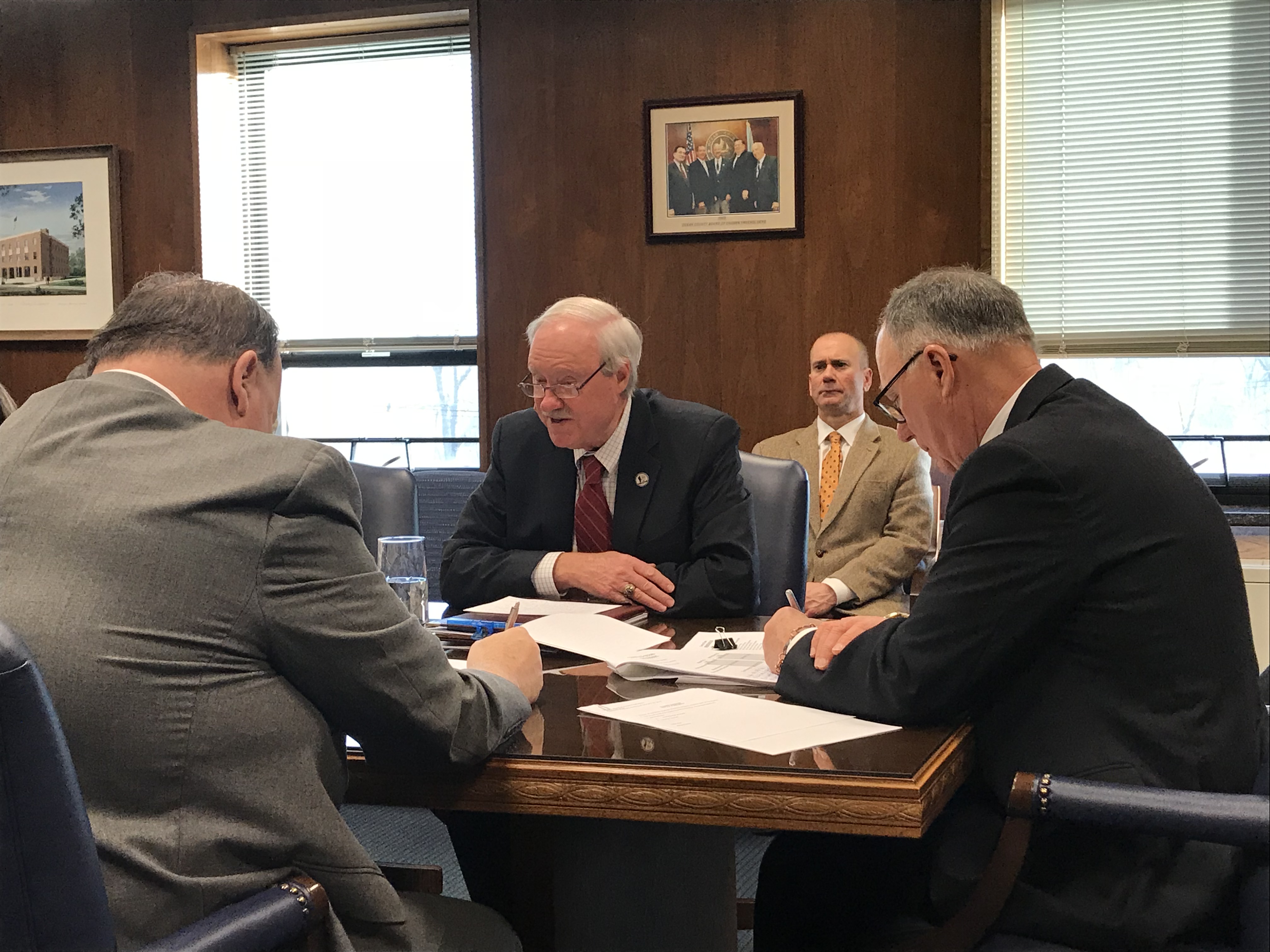 Freeholder John C. Bartlett (center) lead a discussion on the 2018 Ocean County budget. (Photo: Daniel Nee)