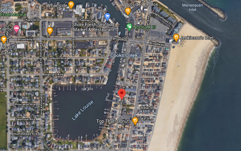The intended location of a kayak launch in Point Pleasant Beach. (Credit: Google Maps)