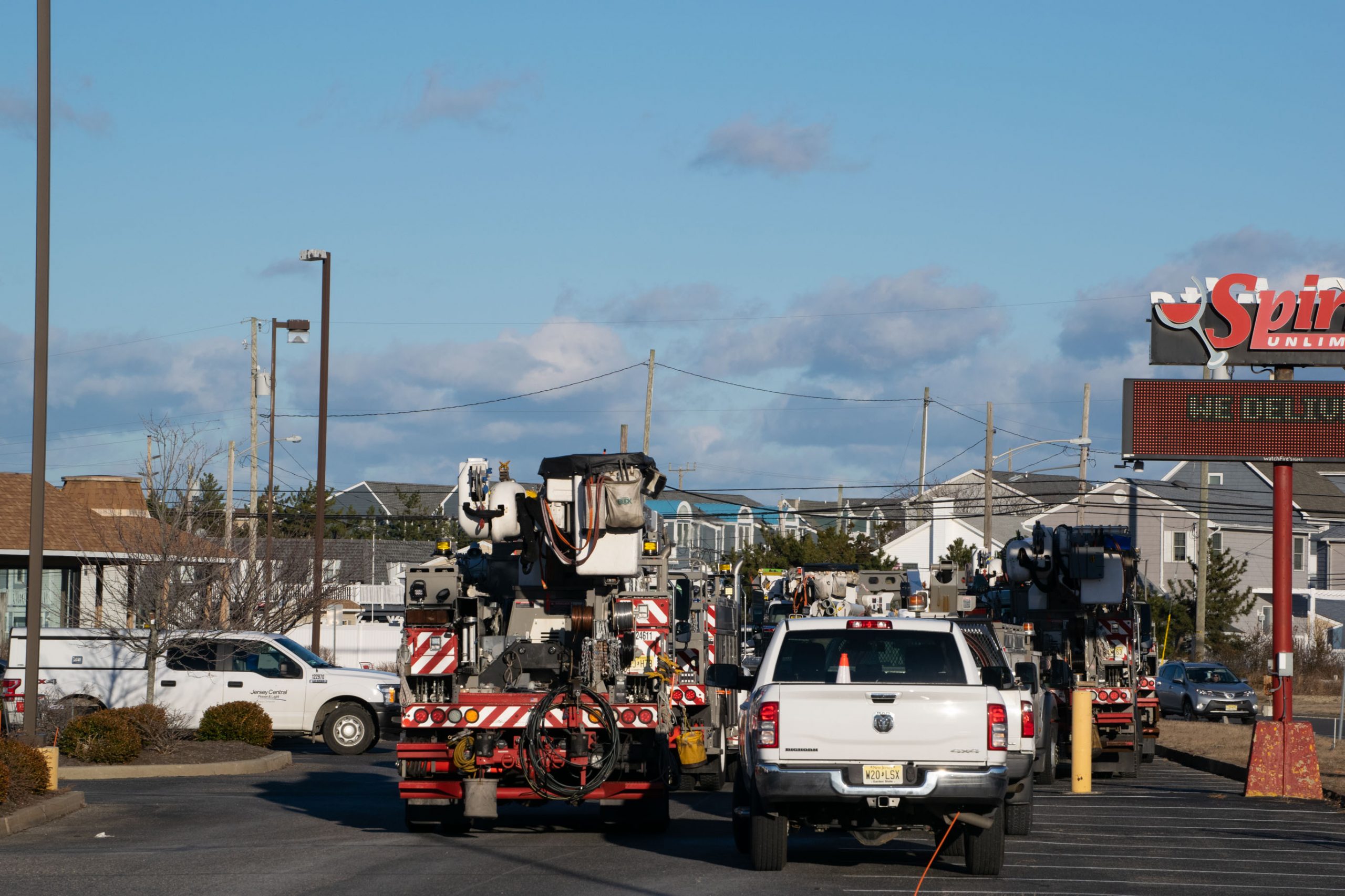 A JCP&L truck near the scene of a power outage in Ortley Beach, Jan. 29, 2021. (Photo: Daniel Nee)