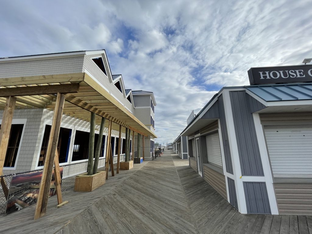 Construction of a beach club and entertainment venue progresses at Dupont Avenue along the Seaside Heights boardwalk, April 2, 2021. (Photo: Daniel Nee)