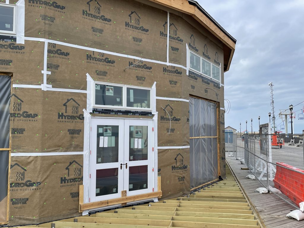 Construction of the future home of the historic Seaside Heights carousel building and boardwalk museum moves along, April 2, 2021. (Photo: Daniel Nee)