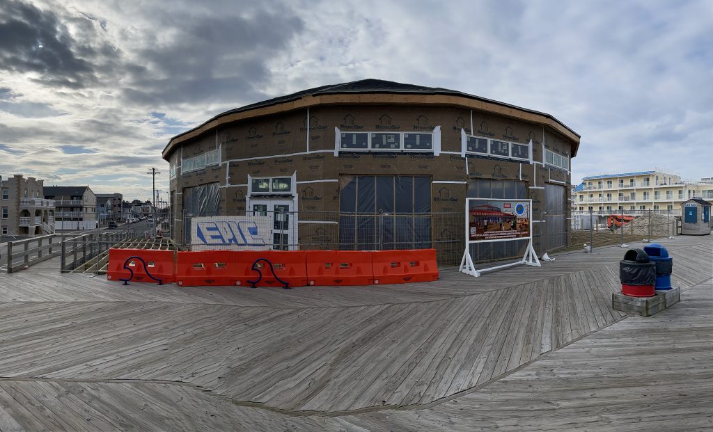 Construction of the future home of the historic Seaside Heights carousel building and boardwalk museum moves along, April 2, 2021. (Photo: Daniel Nee)