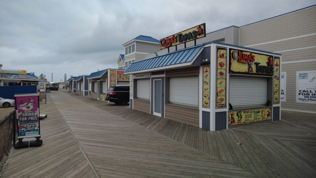 The Ocean Club and adjacent kiosks, Seaside Heights, NJ, October 2021. (Photo: Daniel Nee)