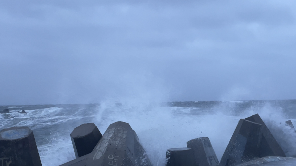 WIld waves crash over the jetties at Manasquan Inlet, Oct. 29, 2021, (Photo: Daniel Nee)