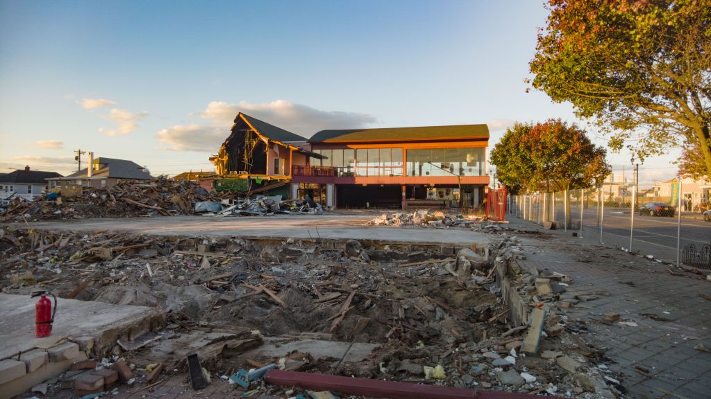 Demolition of the Bamboo nightclub in Seaside Heights continues, Nov. 3, 2021. (Photo: Daniel Nee)