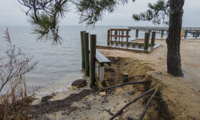 Undermined land at tthe 14th Street Pier, Seaside Park, N.J., Feb. 2022. (Photo: Daniel Nee)