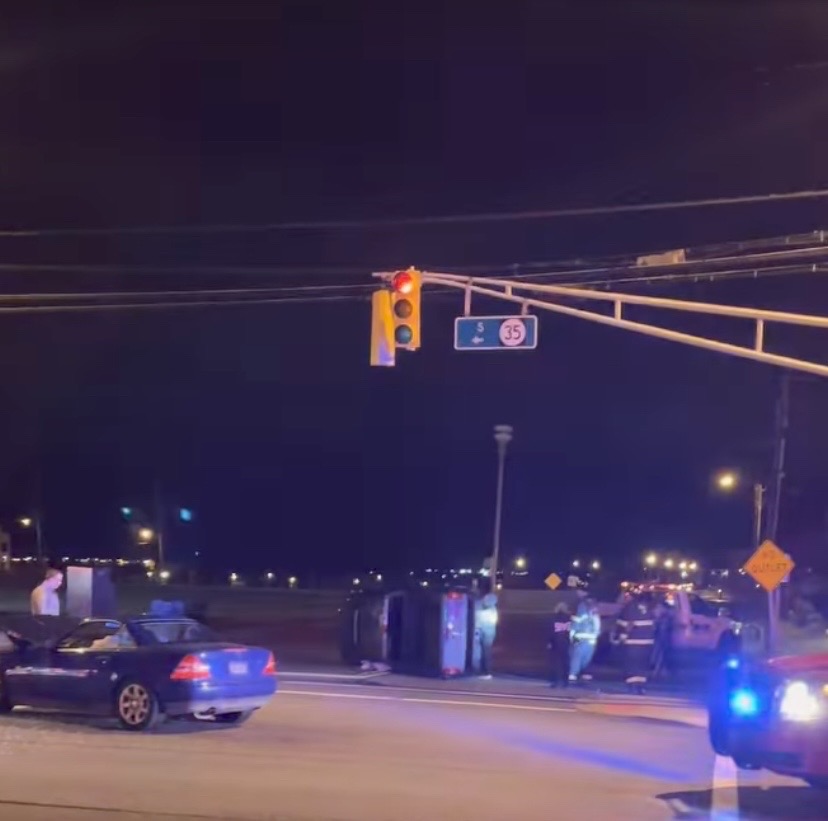 An overturned vehicle in Seaside Park, March 2022. (Photo: Seaside Park PD)