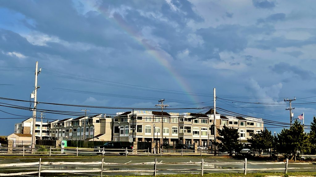 A rainbow over Brick Beach III, Normandy Beach, N.J., May 16, 2022. (Photo: Daniel Nee)