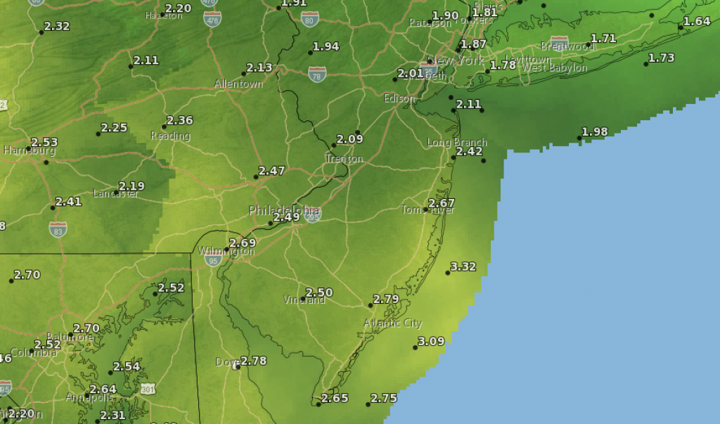 Rainfall totals by Sunday, May 8, 2022. (Credit: NWS)
