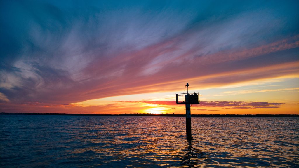 A channel marker at sunset in Barnegat Bay, June 28, 2022. (Photo: Daniel Nee)
