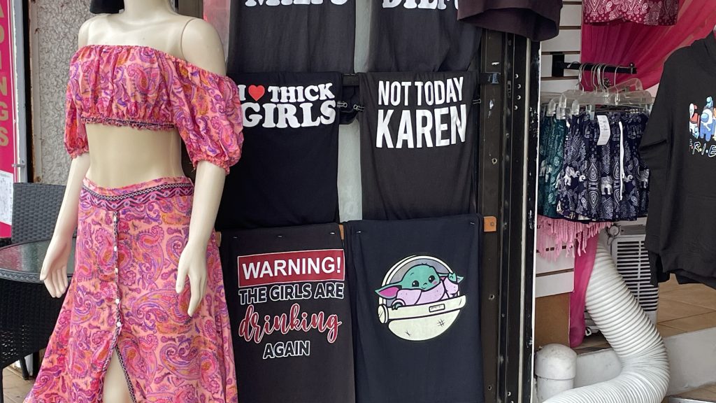 Tasteless merchandise being sold on the Seaside Heights boardwalk is raising eyebrows, July 2022. (Photo: Daniel Nee)