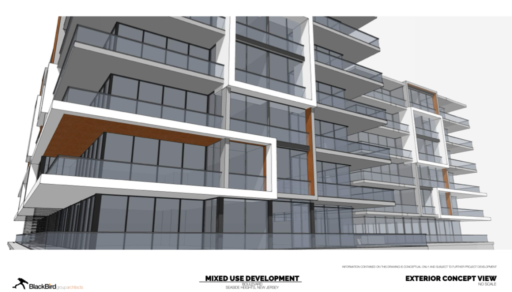 Renderings and plans for the former 'steel structure' redevelopment effort, Seaside Heights, N.J. (Source: SSH Redevelopment Plan Deck)