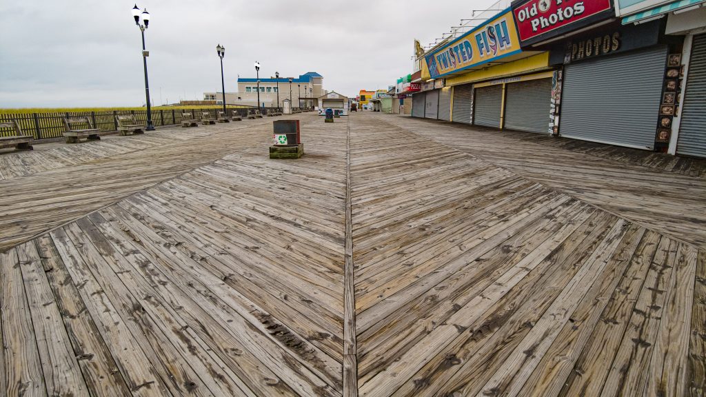 The Seaside Heights boardwalk at Franklin Avenue, ready to undergo maintenance, Oct. 2022. (Photo: Daniel Nee)