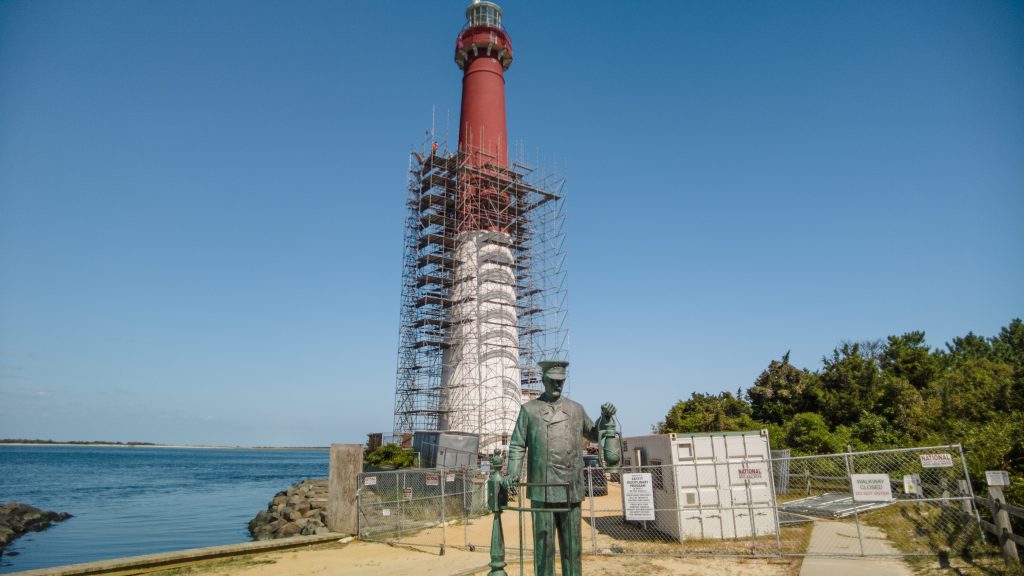 Barnegat Lighthouse under maintenance, Sept. 2022. (Photo: Daniel Nee)