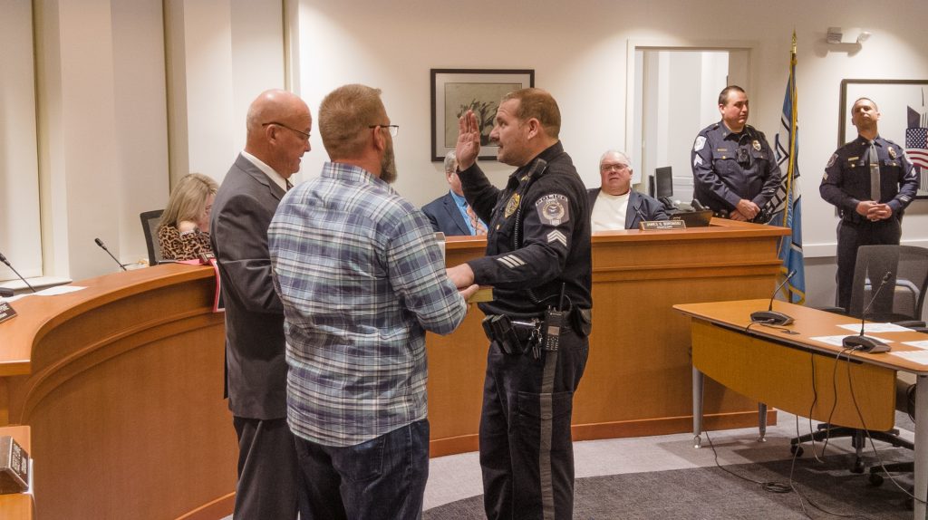 Sgt. Frank White is sworn into his position, Nov. 14, 2022. (Photo: Daniel Nee)