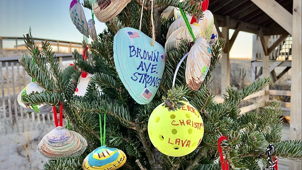 Lavallette's new, oceanfront community Christmas tree on Philadelphia Avenue, Dec. 20, 2022. (Photo: Daniel Nee)