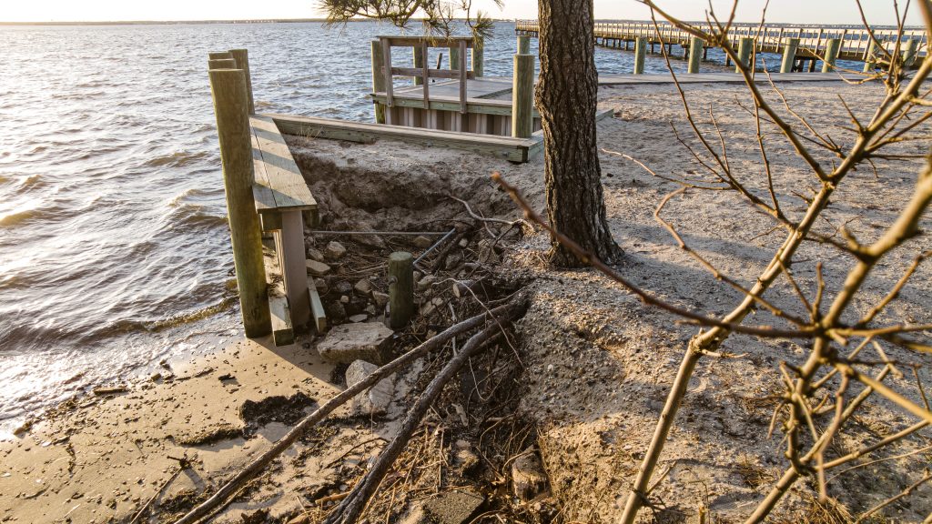 Erosion near the 14th Avenue Pier in Seaside Park, N.J., Feb. 2023. (Photo: Daniel Nee)