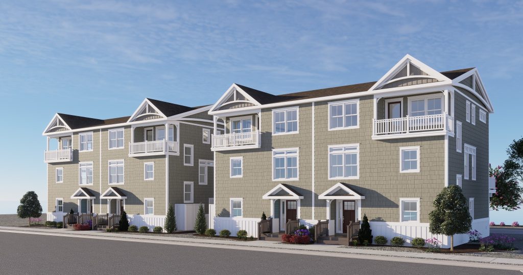 A rendering of the planned townhomes to replace the Southern Service Center in Seaside Park, N.J., March 2023. (Photo: Mattia Builders)