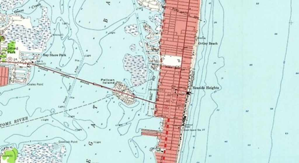 A map showing the pre-1955 bayfront of Seaside Heights, N.J. (Credit: USGS)