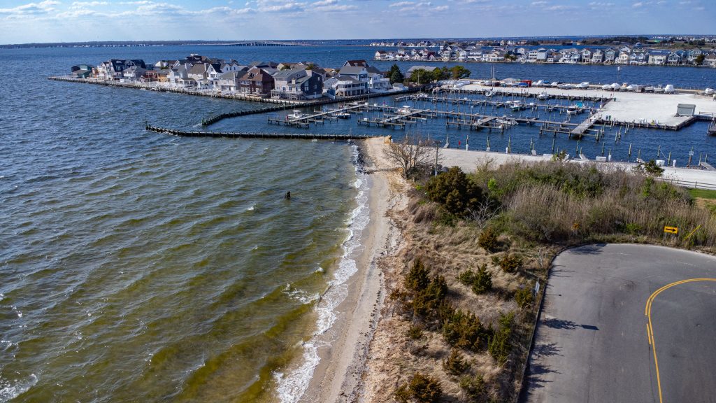 A project to build up the shoreline near the J Street Marina in Seaside Park, N.J., is completed in time for the 2023 spring. (Photo: Shorebeat)
