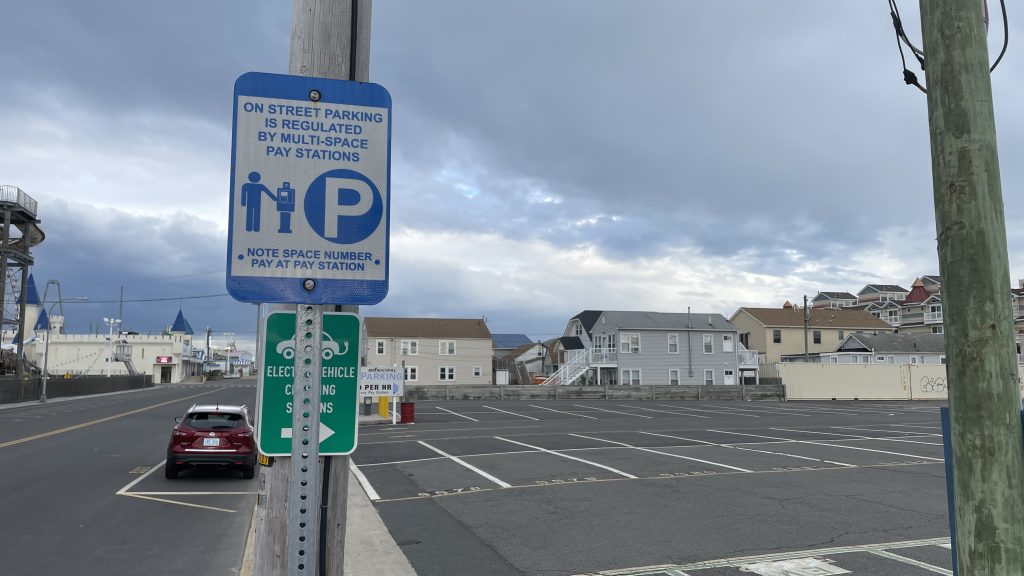 The municipal parking lot in Seaside Heights on Grant Avenue, which will be part of a forthcoming parking study, May 2023. (Photo: Shorebeat)