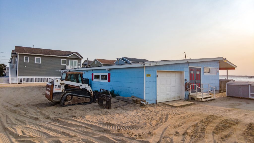 The existing Ocean Beach III clubhouse, which was determined to be substantially damaged during Superstorm Sandy, May 2023. (Photo: Shorebeat)