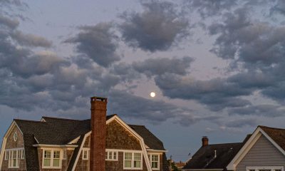 The near-full-moon at sunset, July 30, 2023. (Photo: Shorebeat)