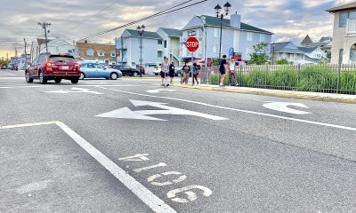 Directional markings indicating a one-way street in Seaside Heights, N.J., Aug. 2023. (Photo: Shorebeat)