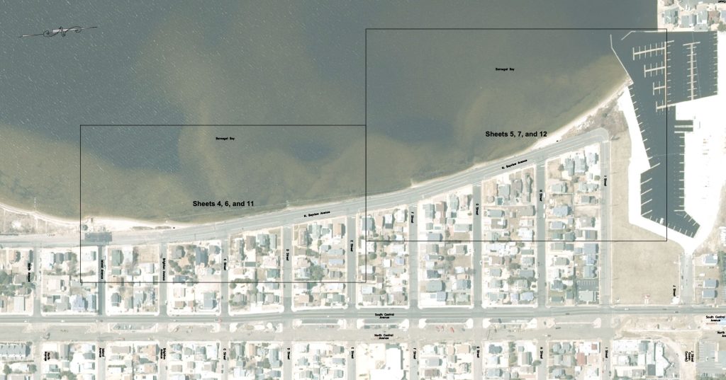 The location of a natural breakwater project designed by Seaside Park for the northern bayfront. (Credit: Planning Document/RVE)