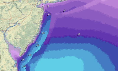Forecast wave heights offshore Saturday, Sept. 23 during a forecast coastal storm. (Source: NWS)