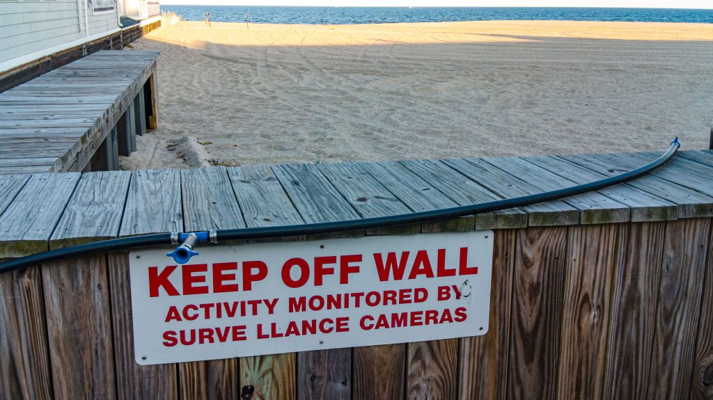 Blocked-off access points to the beach along Jenkinson's Boardwalk, Point Pleasant Beach, Sept. 20-21, 2023. (Photo: Shorebeat)