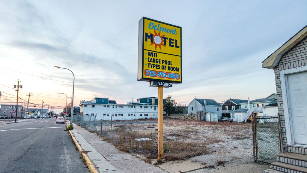 The former Belmont Motel, on Sheridan Avenue in Seaside Heights, Nov. 2023. (Photo: Shorebeat)