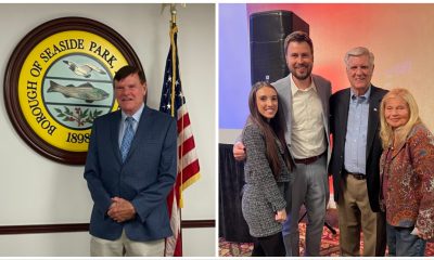 Left Photo: Seaside Park Mayor John Peterson. Right Photo: Lavallette Councilwoman Anita Zalom (right) with party chair George Gilmore and newly-elected Assembly member Paul Kanitra and his wife. (Photo: Anita Zalom)