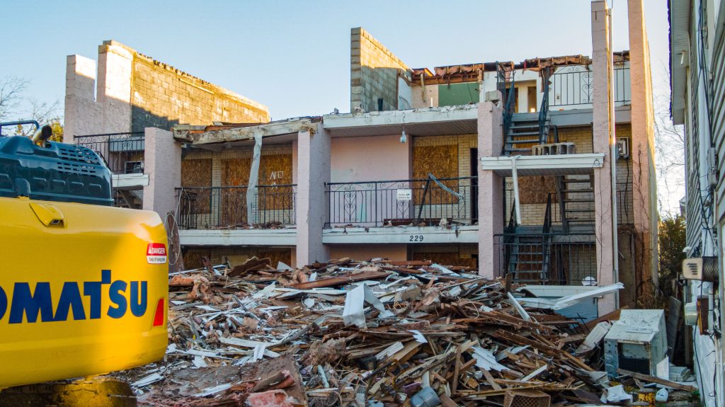 Demolition of the property at 229 Franklin Avenue, Seaside Heights, Dec. 2023. (Photo: Shorebeat)